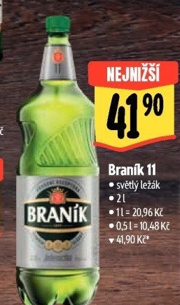 Pivo světlý ležák 11° Jedenáctka Braník