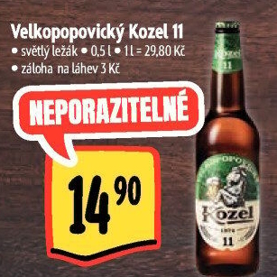 Pivo světlý ležák 11° Medium Velkopopovický Kozel