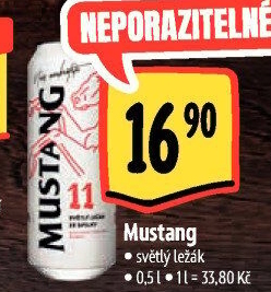 Pivo světlý ležák Mustang 11° Ostravar