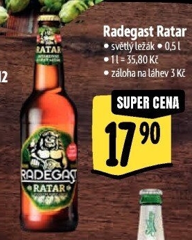 Pivo světlý ležák Ratar Radegast