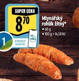 Rohlík Mlynářský žitný Albert