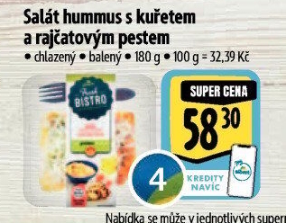 Salát Hummus s kuřetem a rajčatovým pestem s proteiny Albert Fresh Bistro