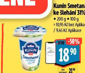 Smetana ke šlehání Mlékárna Kunín 31%