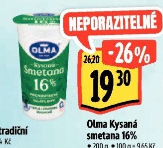 Smetana zakysaná Olma 16%