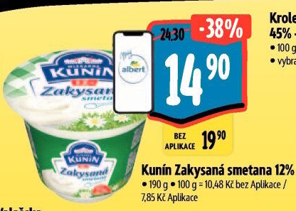 Zakysaná smetana Mlékárna Kunín 12%