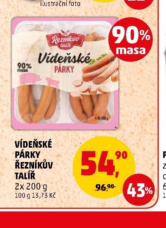 Vídeňské párky Řezníkův talíř 2x 200 g
