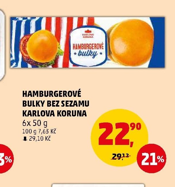 HAMBURGEROVÉ BULKY BEZ SEZAMU KARLOVA KORUNA