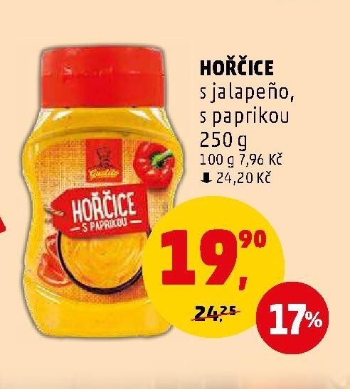 HOŘČICE s jalapeňo, s paprikou