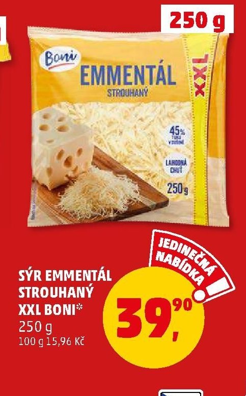 Sýr Emmentál strouhaný XXL Boni