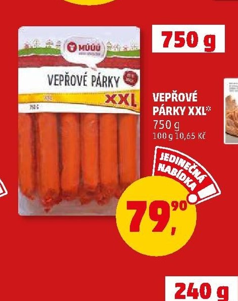 VEPŘOVÉ PÁRKY XXL 750 g