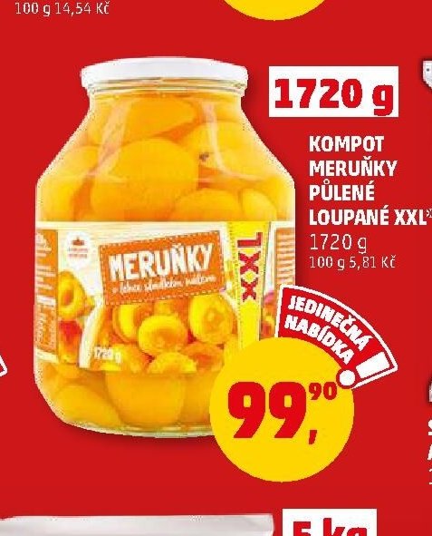 KOMPOT MERUŇKY PŮLENÉ LOUPANÉ XXL 1720 g