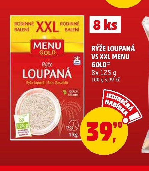 RÝŽE LOUPANÁ VS XXL MENU GOLD 8x 125 g
