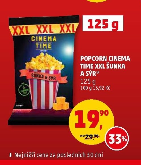POPCORN CINEMA TIME XXL ŠUNKA A SÝR