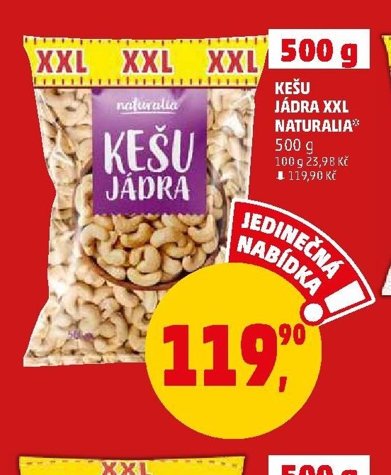 KEŠU JÁDRA XXL NATURALIA 500g