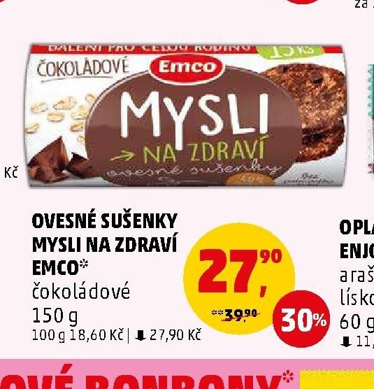 Ovesné sušenky Mysli na zdraví Emco