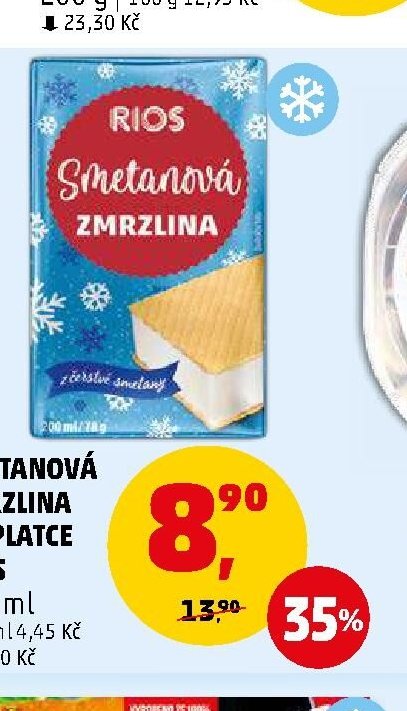 Smetanová zmrzlina v oplatce Rios