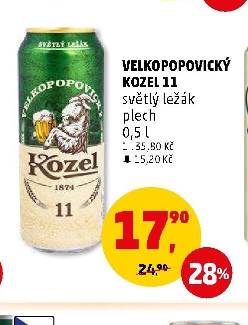 Velkopopovický Kozel 11 světlý ležák plech