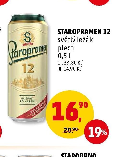 Staropramen 12 světlý ležák plech