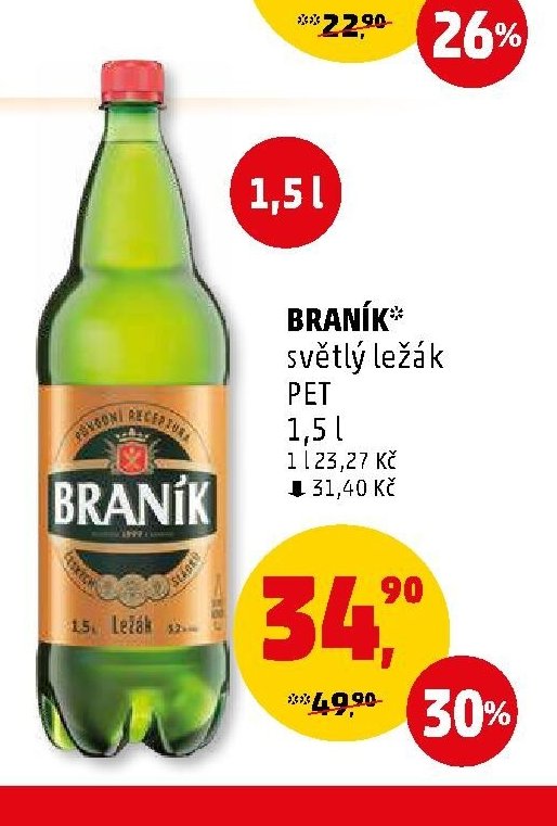 Braník* světlý ležák PET 1,5 l
