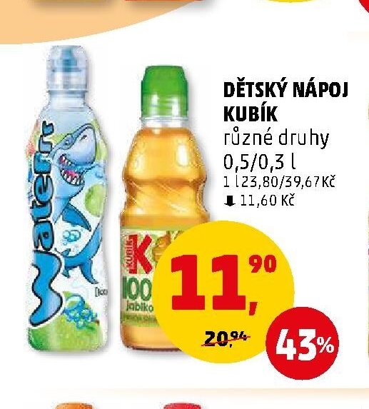 Dětský nápoj Kubík různé druhy