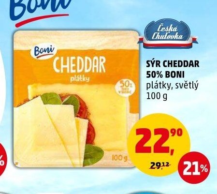 SÝR CHEDDAR 50% BONI