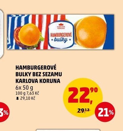 HAMBURGEROVÉ BULKY BEZ SEZAMU KARLOVA KORUNA