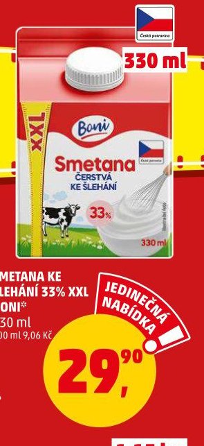 SMETANA KE ŠLEHÁNÍ 33% XXL BONI