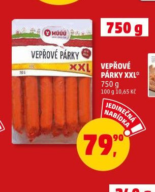 VEPŘOVÉ PÁRKY XXL 750 g
