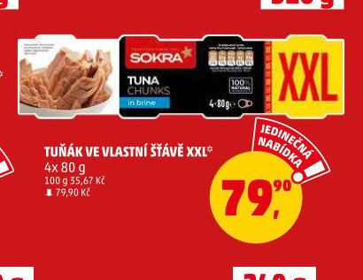 TUŇÁK VE VLASTNÍ ŠŤÁVĚ XXL 4x 80 g