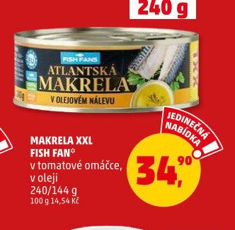 MAKRELA XXL FISH FAN v tomatové omáčce, v oleji 240/144 g