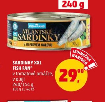SARDINKY XXL FISH FAN v tomatové omáčce, v oleji 240/144 g
