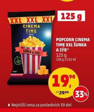 POPCORN CINEMA TIME XXL ŠUNKA A SÝR