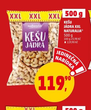 KEŠU JÁDRA XXL NATURALIA 500 g
