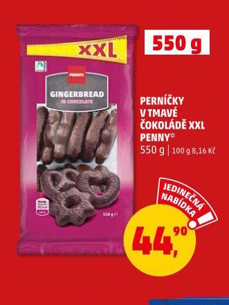 PERNÍČKY V TMAVÉ ČOKOLÁDĚ XXL PENNY 550 g