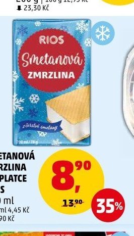 Smetanová zmrzlina v oplatce Rios