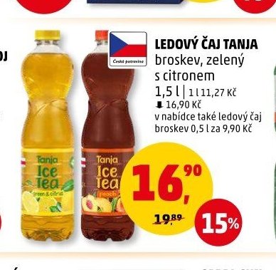 Ledový čaj Tanja broskev, zelený s citronem