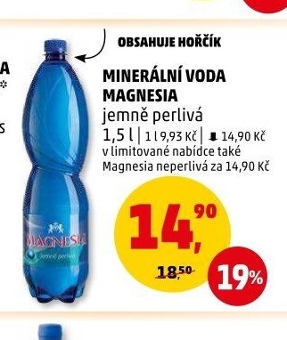 Minerální voda Magnesia jemně perlivá