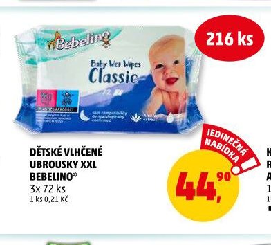 Dětské vlhčené ubrousky XXL Bebelino
