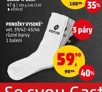 PONOŽKY VYSOKÉ vel. 39/42-43/46 různé barvy 1 balení