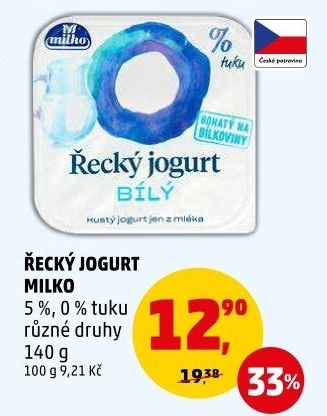Bílý jogurt řecký 0% Milko