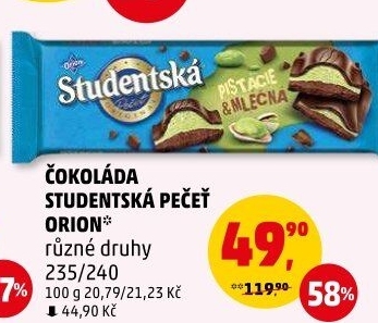Čokoláda Studentská pečeť Orion