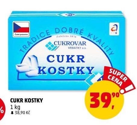 Kostkový cukr Cukrovar Vrbátky