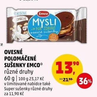 Ovesné sušenky polomáčené Mysli na zdraví Emco