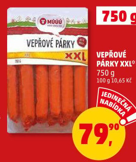 Párky vepřové loupací Maso uzeniny Písek