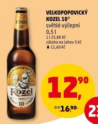 Pivo světlé výčepní 10°Velkopopovický Kozel