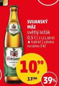 Pivo světlý ležák 11° Svijanský Máz Svijany