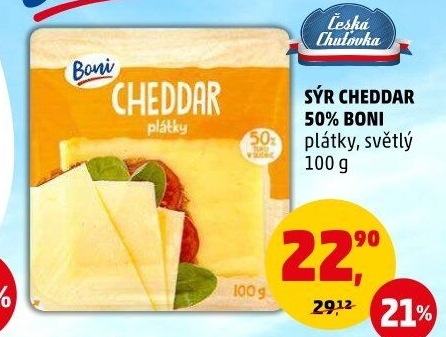 Sýr Cheddar 50% Boni