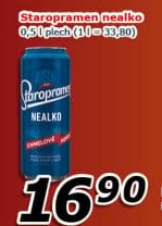 Nealkoholické pivo Staropramen