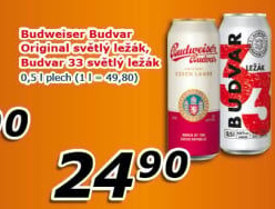 Pivo světlý ležák Original Budweiser Budvar
