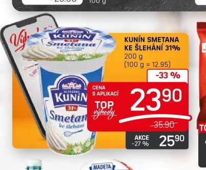 Kunín Smetana ke šlehání 31%